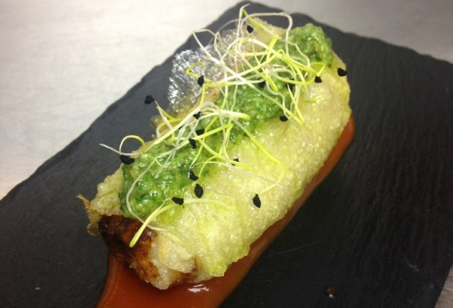 Rollito de Baicon con champis